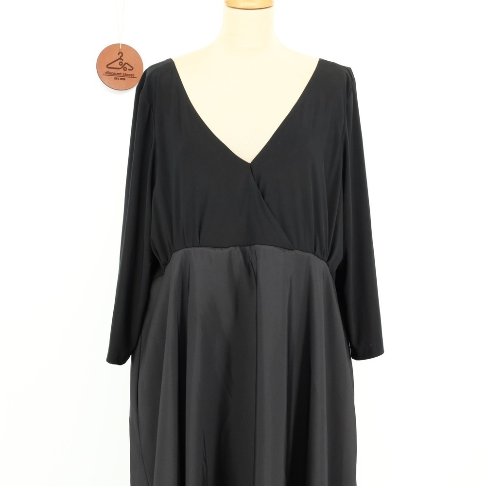 Alfred Sung V-Neck 3/4 Sleeve Mixed Media A-Line Gown Maxi Dress Size 24L D736 - Picture 5 of 12